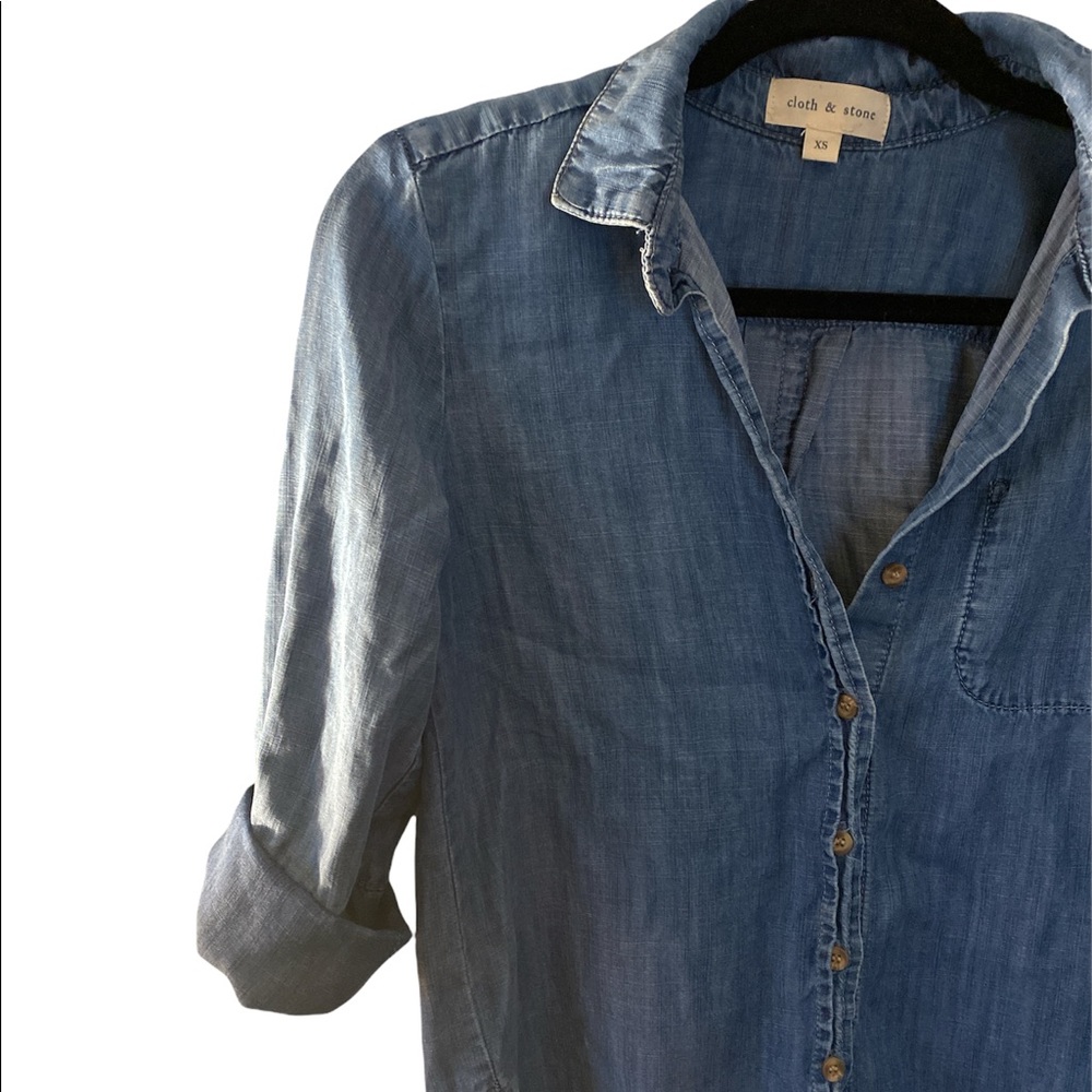 Cloth & Stone Denim Front Tuck Shirt